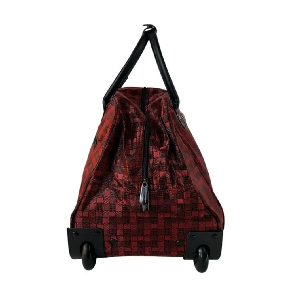 CALPAK Rolling Travel Duffel Bag Red Plaid Carry On Luggage 21
